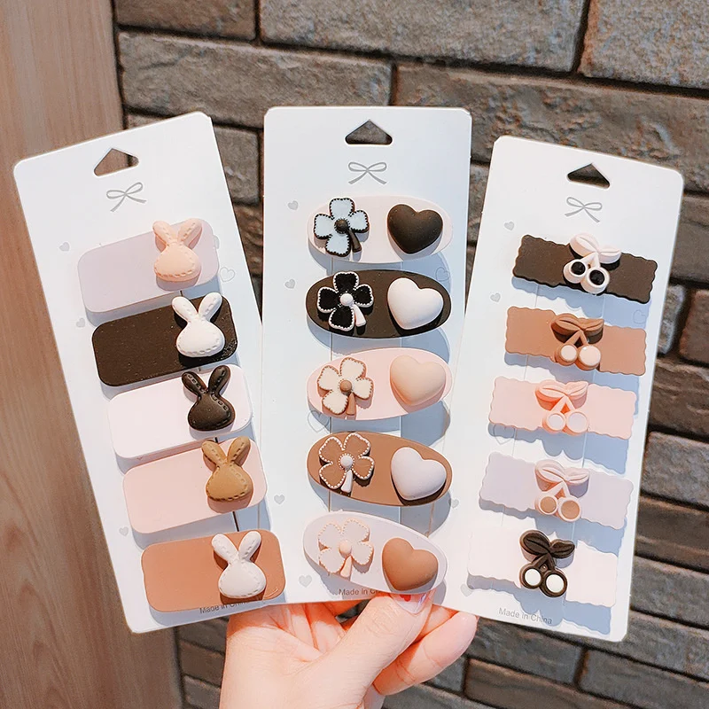 5PCS/Set 2022 Summer Cartoon Cute Rabbit Love Clover Cherry Hair Clips For Girl Children Dark Color Elegant Hairpin Barrettes
5PCS/Set 2022 Summer Cartoon Cute Rabbit Love Clover Cherry Hair Clips For Girl Children Dark Color Elegant Hairpin Barrettes