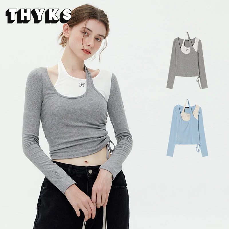 Patchwork Halter T-shirts Girls Long Sleeve False 2 Pieces Slim Y2k Crop Tops Chic Beauty Korean Hot Summer Women Streetwear Tee
Patchwork Halter T-shirts Girls Long Sleeve False 2 Pieces Slim Y2k Crop Tops Chic Beauty Korean Hot Summer Women Streetwear Tee