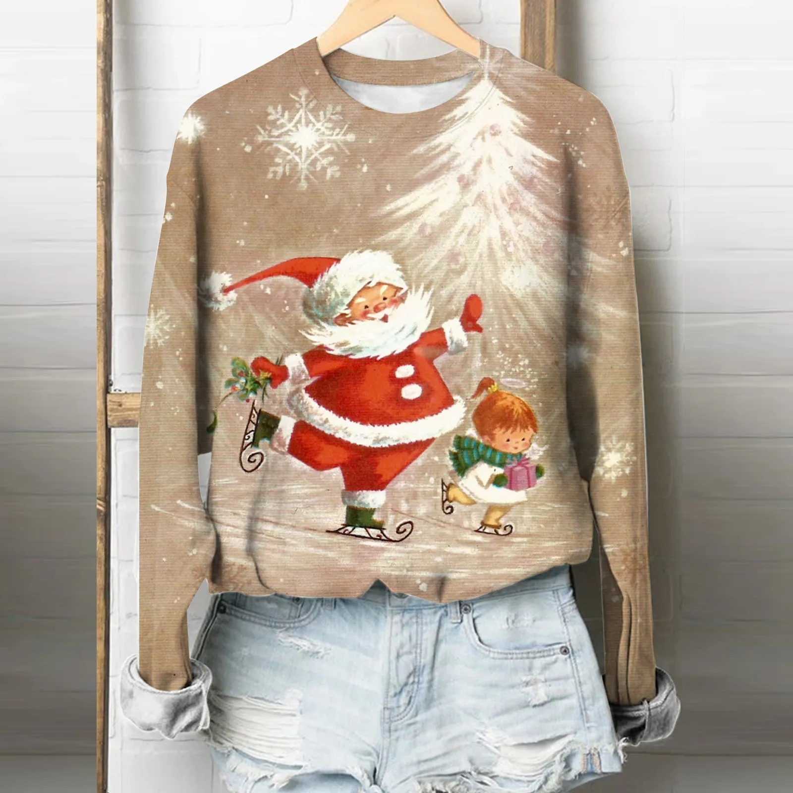 Autumn Winter Sweatshirt Women's Christmas Print Round Neck Long Sleeve Shirt Casual Loose Fashion Oversize Vintage Daily Blouse
Autumn Winter Sweatshirt Women's Christmas Print Round Neck Long Sleeve Shirt Casual Loose Fashion Oversize Vintage Daily Blouse