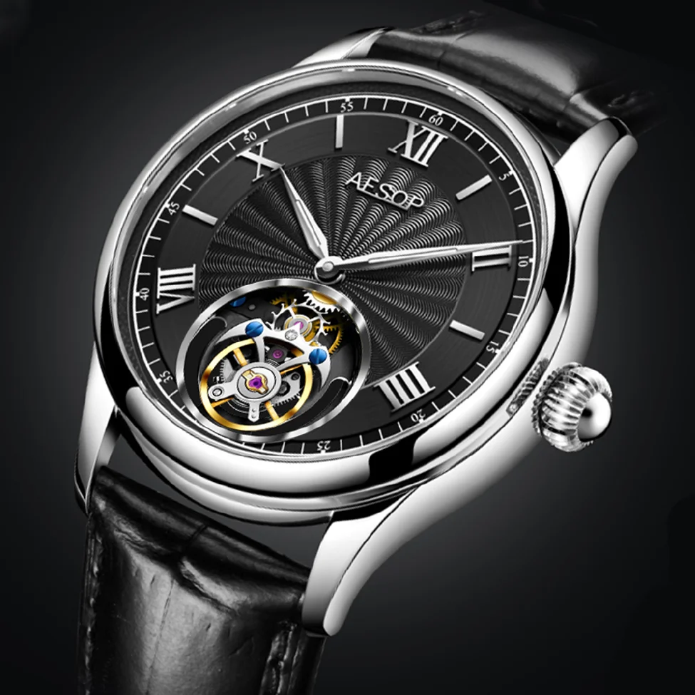 AESOP Men Mechanical Wristwatches Flying Tourbillon Movement Skeleton Watch for Men Man Luxury Clocks with Diamond Waterproof
AESOP Men Mechanical Wristwatches Flying Tourbillon Movement Skeleton Watch for Men Man Luxury Clocks with Diamond Waterproof