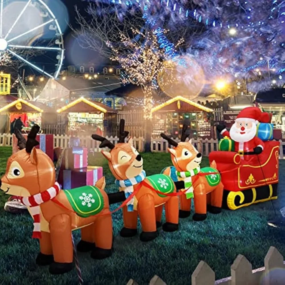 12 Ft Christmas Inflatables Outdoor Decorations Giant Blow Up Yard Decorations Inflatable Santa Claus on Sleigh and 3 Reindeer
12 Ft Christmas Inflatables Outdoor Decorations Giant Blow Up Yard Decorations Inflatable Santa Claus on Sleigh and 3 Reindeer