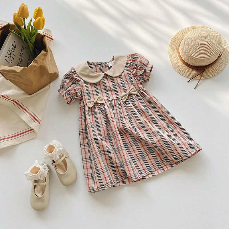 Dress For Girls Princess Girls Dresses BOW Plaid Puff Sleeve Short Casual 2023 Summer Costume Kids Clothing Kids Clothes 
Dress For Girls Princess Girls Dresses BOW Plaid Puff Sleeve Short Casual 2023 Summer Costume Kids Clothing Kids Clothes