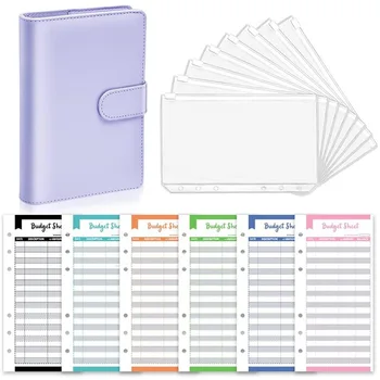 A6 Binder Replacement Notebook Leather Pu Cash Budget Handbook Minimalist Office Stationery Supplies Convenient Agenda Planner