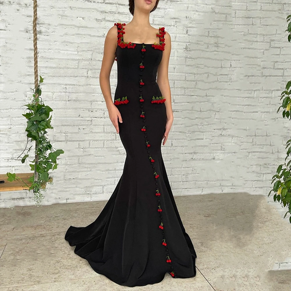 2023Black Satin Spaghetti Strap Evening Dresses Luxury Elegant Mermaid Square Neck Ball Gown Lace up 3D Flowers Long Party Dress
2023Black Satin Spaghetti Strap Evening Dresses Luxury Elegant Mermaid Square Neck Ball Gown Lace up 3D Flowers Long Party Dress