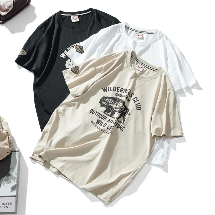 Summer New American Retro Short-sleeved O-neck Letter Printed T-shirt Men's Fashion Simple 100% Cotton Washed Casual Sport Tops
Summer New American Retro Short-sleeved O-neck Letter Printed T-shirt Men's Fashion Simple 100% Cotton Washed Casual Sport Tops