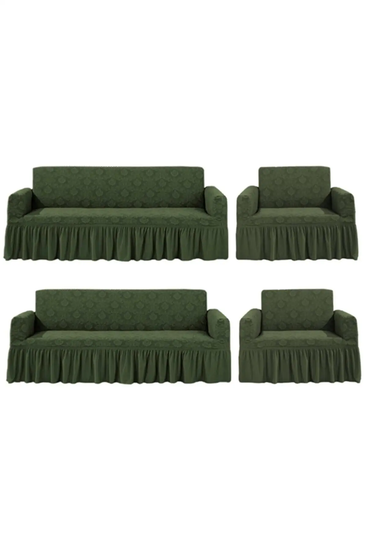 Jacquard Seat Cover Set 3 + 3 1 + 1 Green Color Cotton-Polyester 185x220 Salon Textile Home & Furniture
Jacquard Seat Cover Set 3 + 3 1 + 1 Green Color Cotton-Polyester 185x220 Salon Textile Home & Furniture