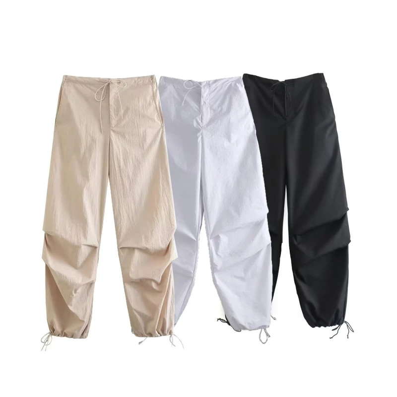 Women Fashion Parachute Pants Casual Solid Low Waist Drawstring Baggy Trousers Female Vintage High Elastic Waist Cargo Pants
Women Fashion Parachute Pants Casual Solid Low Waist Drawstring Baggy Trousers Female Vintage High Elastic Waist Cargo Pants