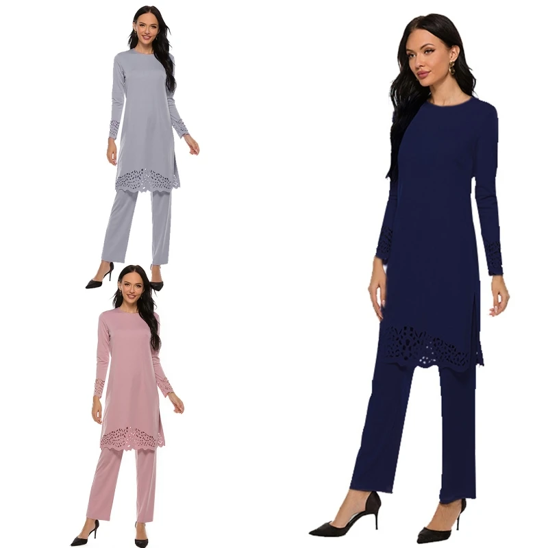 Turkey Muslim Abaya Split Two Piece Set Tops & Pants Simple Ramadan Moroccan Kaftan Islamic Clothing Dress Set for Women
Turkey Muslim Abaya Split Two Piece Set Tops & Pants Simple Ramadan Moroccan Kaftan Islamic Clothing Dress Set for Women