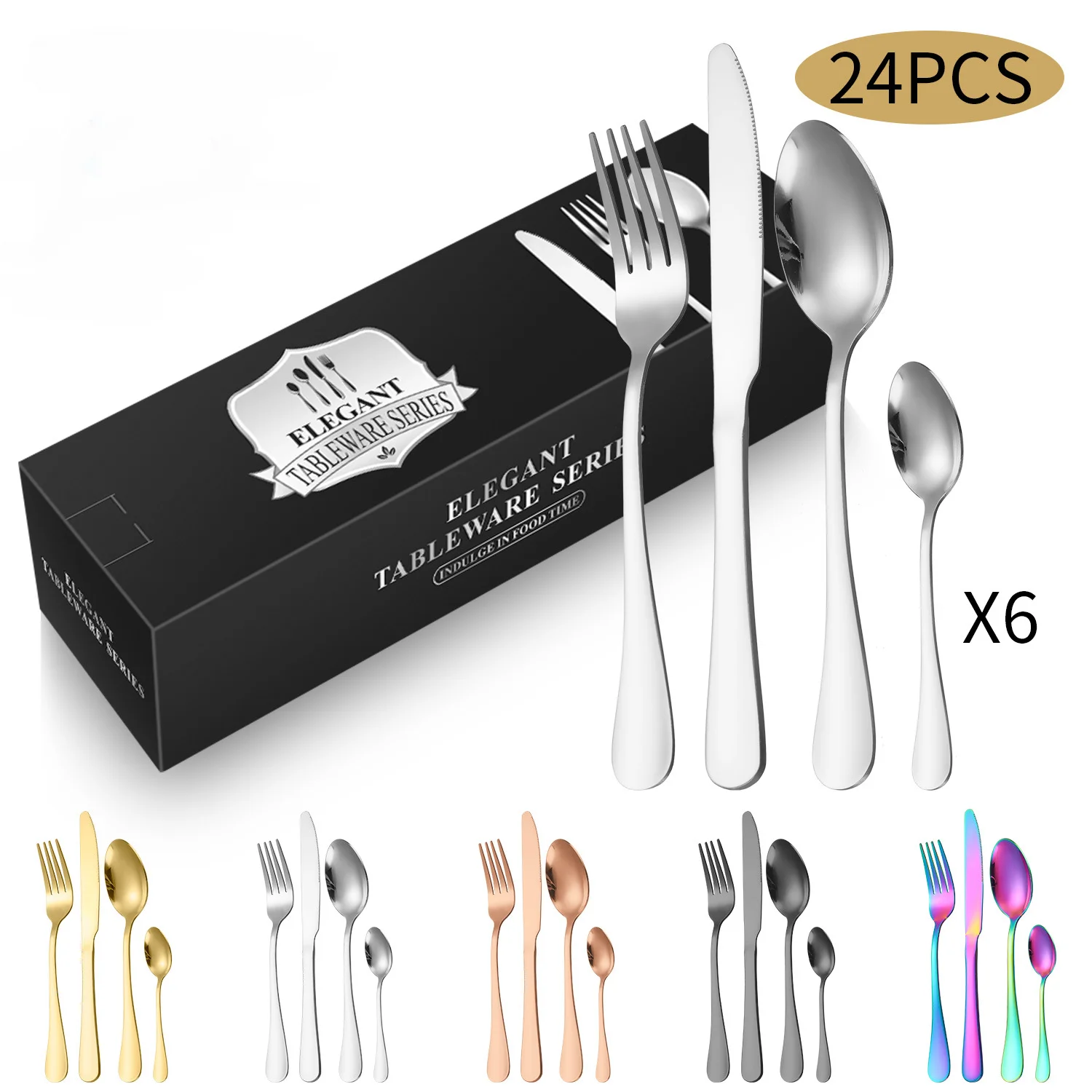 24Pcs Golden Cutlery Set Stainless Steel Cutlery Western Food Steak Knife Fork Teaspoon Gift Box Tableware Kitchen Accessories
24Pcs Golden Cutlery Set Stainless Steel Cutlery Western Food Steak Knife Fork Teaspoon Gift Box Tableware Kitchen Accessories