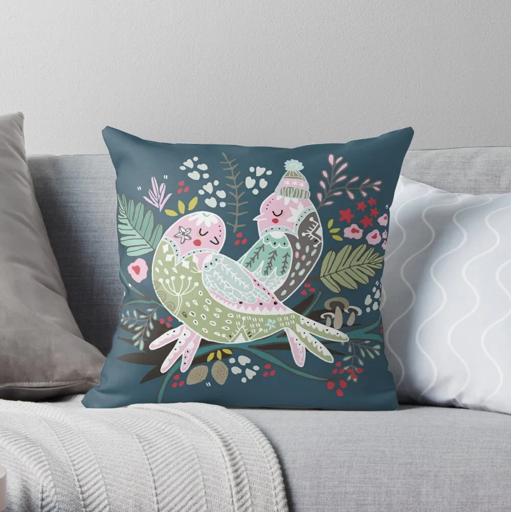 

Holiday Birds Love II Throw Pillow Pillowcase Cushion Cover Home Decorative Sofa Pillow Cover Cushion Cover 40x40cm 45x45cm