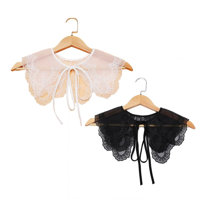 Women Emboridery Lace Shawl Half Shirt Double Layers Dickey Collars Detachable Collar Lace-Up Bowknot Female Scarf
Women Emboridery Lace Shawl Half Shirt Double Layers Dickey Collars Detachable Collar Lace-Up Bowknot Female Scarf