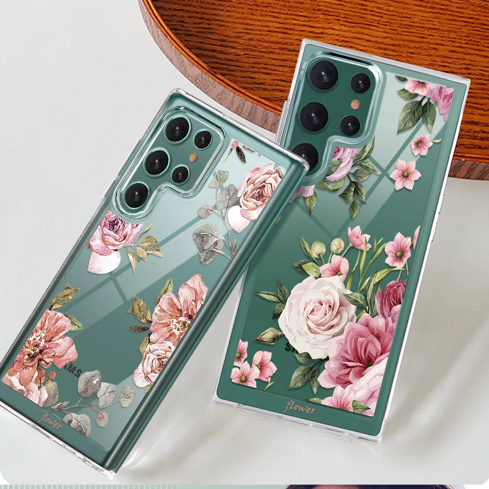 For SAMSUNG Galaxy S22Plus S22 Flower Phone Case Luxury Transparent PC+TPU Coque Fundas for Samsung S22Ultra Back Shell Covers
For SAMSUNG Galaxy S22Plus S22 Flower Phone Case Luxury Transparent PC+TPU Coque Fundas for Samsung S22Ultra Back Shell Covers