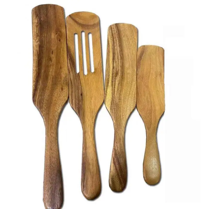 

Non Stick Slotted Turner Set Teak Wood Natural Cooking Utensils Wooden Spatula Kitchen Spatula Salad Stirring Leaking Shovel