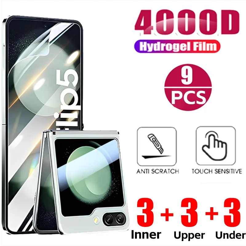 9 In 1 Hydrogel Film for Samsung Galaxy Z Flip 5 Screen Protectors Front Back Inner Soft Hydrogel Films Anti-Scratch Protection
9 In 1 Hydrogel Film for Samsung Galaxy Z Flip 5 Screen Protectors Front Back Inner Soft Hydrogel Films Anti-Scratch Protection