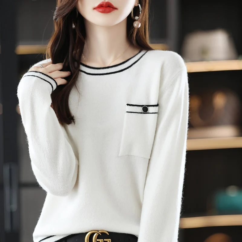 2022 Autumn And Winter Genuine Pure Wool Ladies Round Neck Pullover Loose Fashion Sweater Bottoming Shirt Knitted Wild Top
2022 Autumn And Winter Genuine Pure Wool Ladies Round Neck Pullover Loose Fashion Sweater Bottoming Shirt Knitted Wild Top