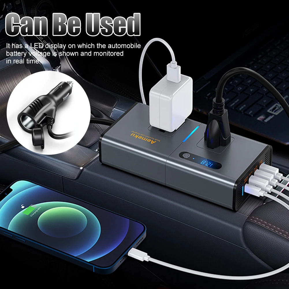 200W Power Transformer Vehicle Inverter 12V DC To 110V AC Inverter Adapter 4 USB Ports Fast Charging LCD Display Power Inverter
200W Power Transformer Vehicle Inverter 12V DC To 110V AC Inverter Adapter 4 USB Ports Fast Charging LCD Display Power Inverter