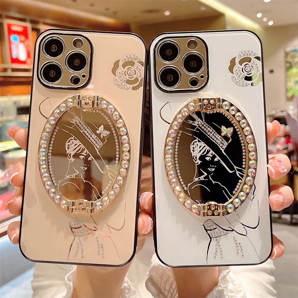 Bling Glitter Round Mirror Makeup Phone Case For iPhone 13 12 11 Pro Max With Ring Holder Bracket For iPhone 13 12 Pro Cover
Bling Glitter Round Mirror Makeup Phone Case For iPhone 13 12 11 Pro Max With Ring Holder Bracket For iPhone 13 12 Pro Cover