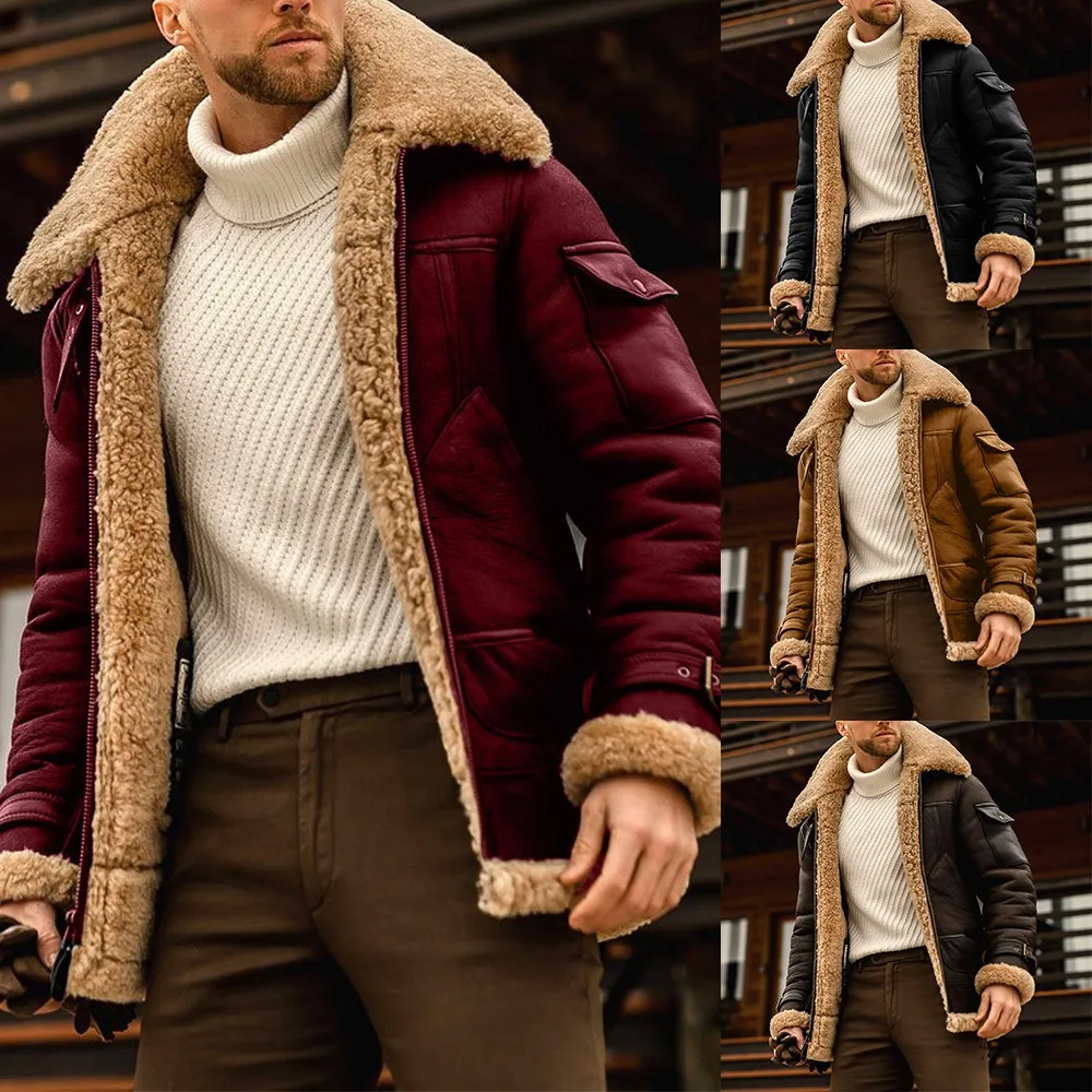 Autumn Winter Thermal Fur Full Zip Men's Coat Thickened Medium-Length Leather Jacket European American Men's Wear Bodywarmer
Autumn Winter Thermal Fur Full Zip Men's Coat Thickened Medium-Length Leather Jacket European American Men's Wear Bodywarmer