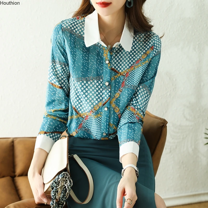 Chiffon Women's Blouse PrintSummer Polo Shirt Fashion Long Sleeve Top Loose Clothing Casual Lady Houthion
Chiffon Women's Blouse PrintSummer Polo Shirt Fashion Long Sleeve Top Loose Clothing Casual Lady Houthion