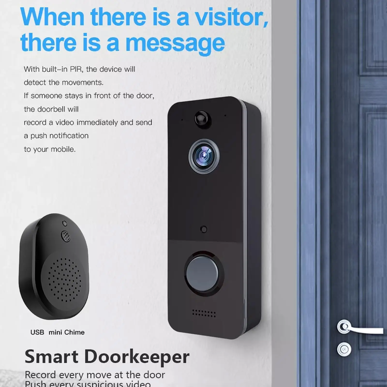 U8 Video Doorbell WiFi Outdoor Door Bell Waterproof IP65 Battery Intercom Smart Home Wireless Remote Monitoring Intelligence
U8 Video Doorbell WiFi Outdoor Door Bell Waterproof IP65 Battery Intercom Smart Home Wireless Remote Monitoring Intelligence