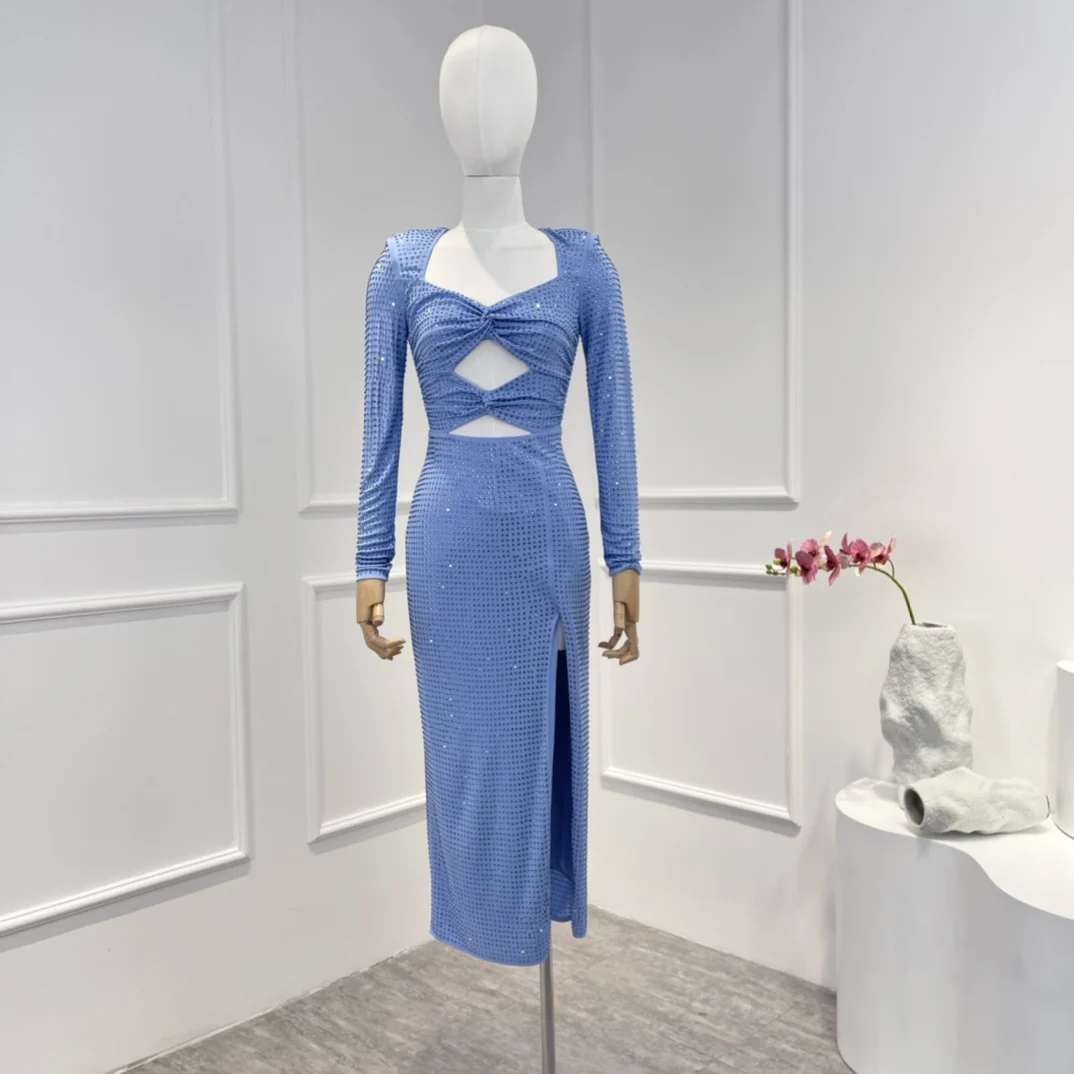 2023 New Arrival Unique Design Gorgeous Party Club Style Baby Blue Cut Out Bow Long Sleeve Diamonds Slit Midi Dress Lady
2023 New Arrival Unique Design Gorgeous Party Club Style Baby Blue Cut Out Bow Long Sleeve Diamonds Slit Midi Dress Lady