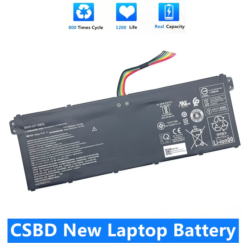 CSBD Новый 15,4 V 54.6Wh AP19B5L Аккумулятор для ноутбука Acer Aspire 5 A514-53 A515-44 7 A715-41G Series KT.00405.010
CSBD Новый 15,4 V 54.6Wh AP19B5L Аккумулятор для ноутбука Acer Aspire 5 A514-53 A515-44 7 A715-41G Series KT.00405.010