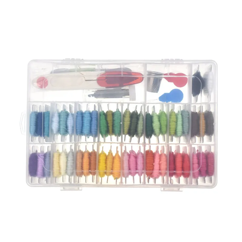 High Tenacity Embroidery thread Set 50 Colors Cross Stitch Sewing Thread with Floss Bins&Scissors Thimble Cross Stitch Tool Box
High Tenacity Embroidery thread Set 50 Colors Cross Stitch Sewing Thread with Floss Bins&Scissors Thimble Cross Stitch Tool Box