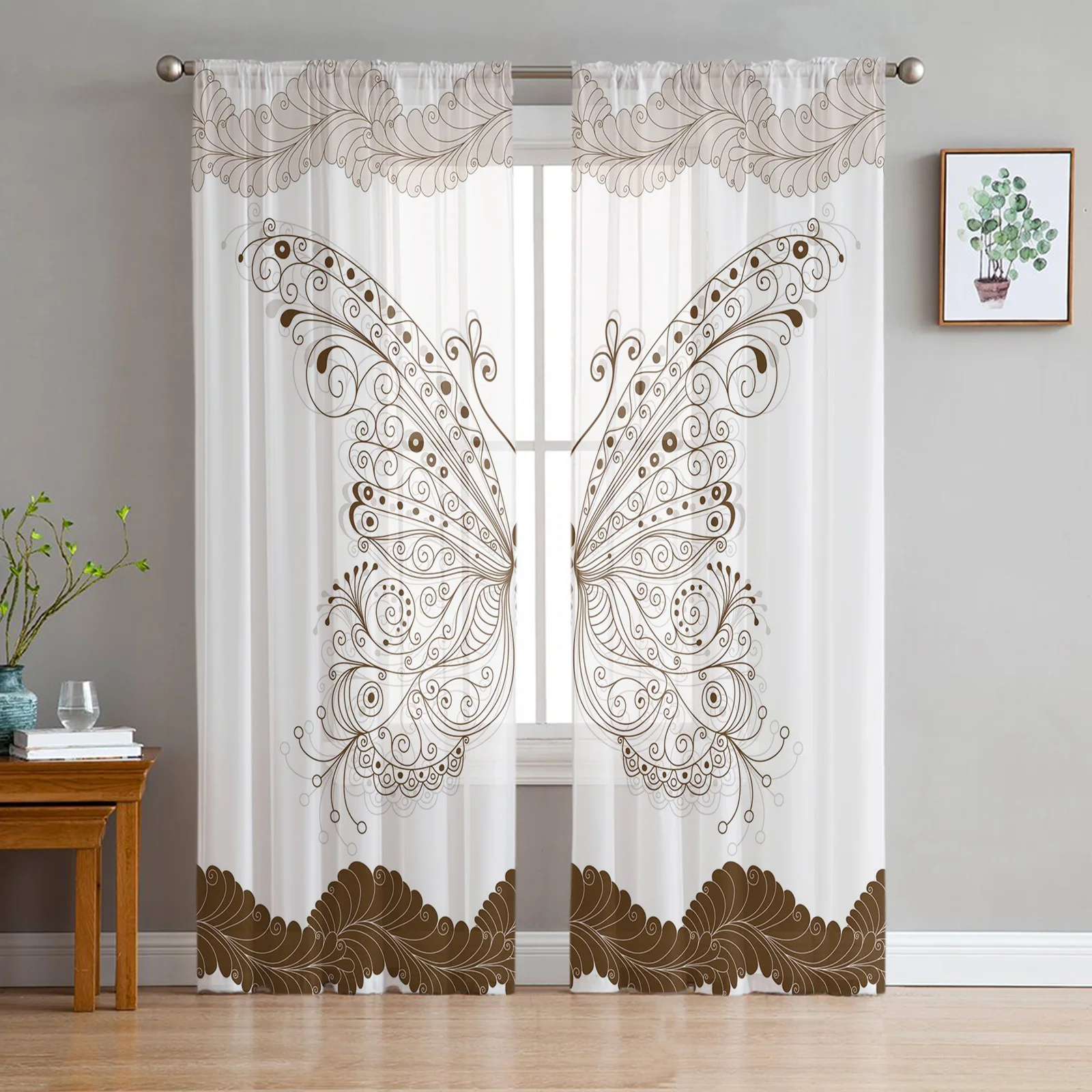 Butterfly Line Flower Wreath Tulle Curtains for Living Room Bedroom Decoration Transparent Chiffon Sheer Voile Window Curtain
Butterfly Line Flower Wreath Tulle Curtains for Living Room Bedroom Decoration Transparent Chiffon Sheer Voile Window Curtain