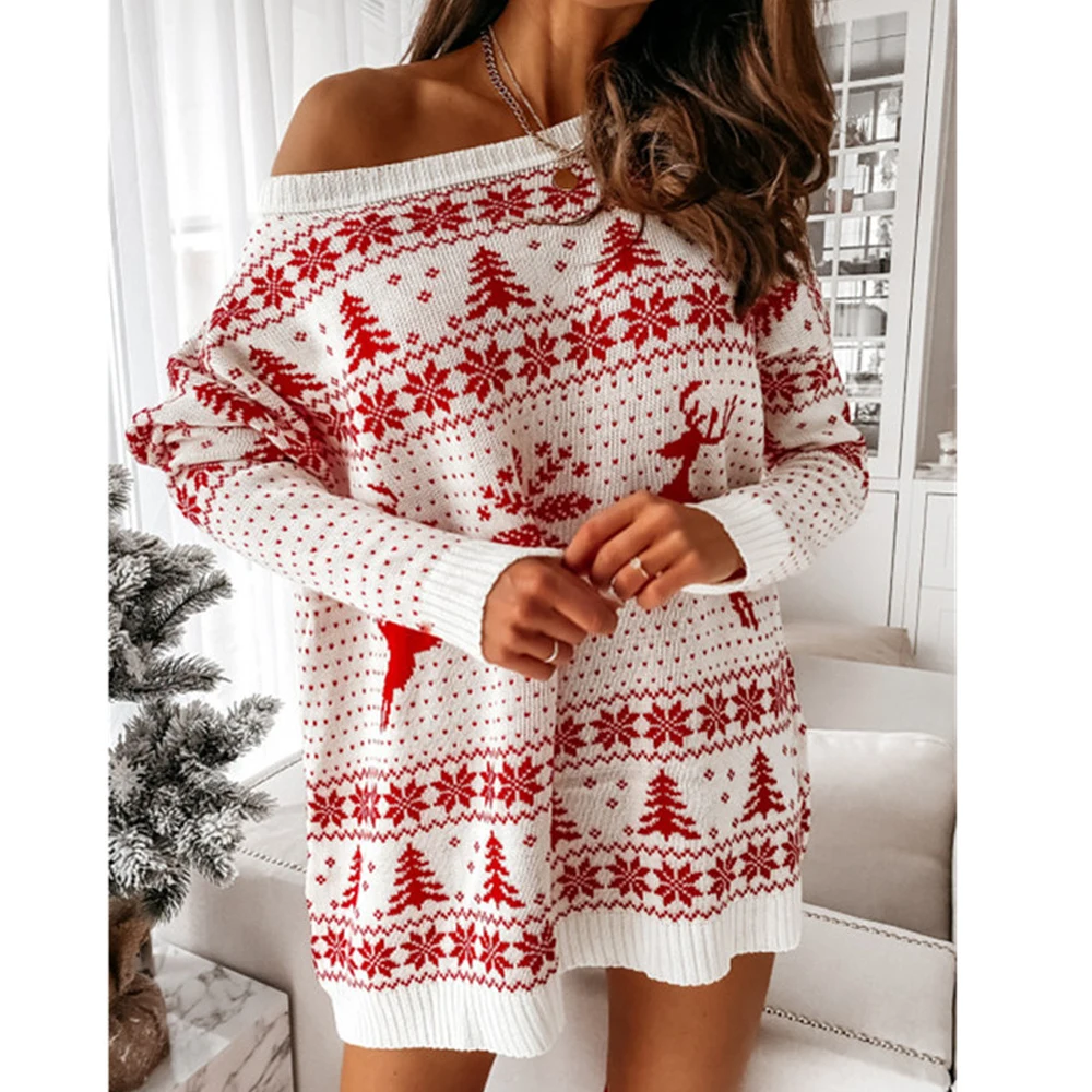 Christmas Dress For Women Pullover Knitted Sweater Long Sleeve Xmas Evening Dress Winter Warm Casual Vintage Christmas Costume
Christmas Dress For Women Pullover Knitted Sweater Long Sleeve Xmas Evening Dress Winter Warm Casual Vintage Christmas Costume
