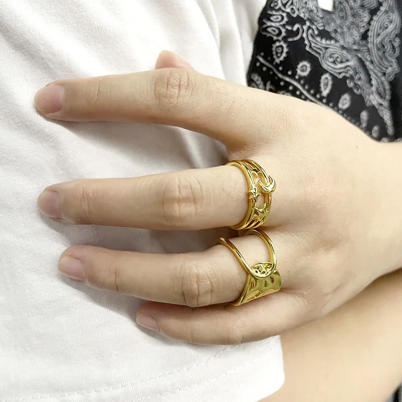 Fashion Cutout Star Moon Open Adjustable Ring Vintage Gold Color Ring for Women Wedding Engagement Party Jewelry Gifts
Fashion Cutout Star Moon Open Adjustable Ring Vintage Gold Color Ring for Women Wedding Engagement Party Jewelry Gifts