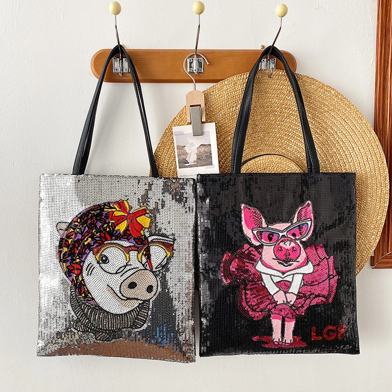 Handbags For Women 2022 Designer Luxury Shoulder Bags Ladies Large Sequin Evening Bag With Cute Pig Pattern Soft Casual Tote Bag
Handbags For Women 2022 Designer Luxury Shoulder Bags Ladies Large Sequin Evening Bag With Cute Pig Pattern Soft Casual Tote Bag