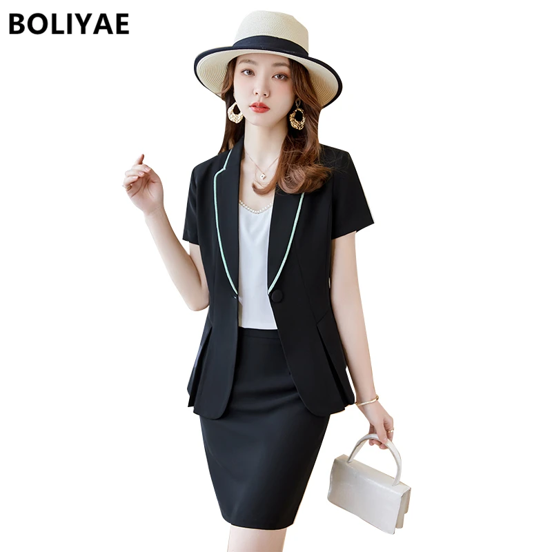 Black Suits Women Short Sleeve Summer New High End Fashion Formal Business Slim Blazer And Pants Skirts Office Ladies Work Wear
Black Suits Women Short Sleeve Summer New High End Fashion Formal Business Slim Blazer And Pants Skirts Office Ladies Work Wear