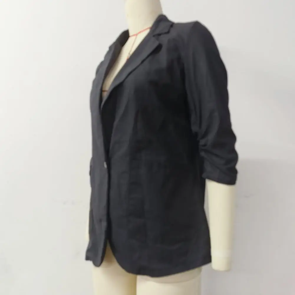 Casual Jacket Stylish Women's Loose Fit Single Button Cardigan with Lapel Three Quarter Sleeves Pockets for Business Commuting
Casual Jacket Stylish Women's Loose Fit Single Button Cardigan with Lapel Three Quarter Sleeves Pockets for Business Commuting