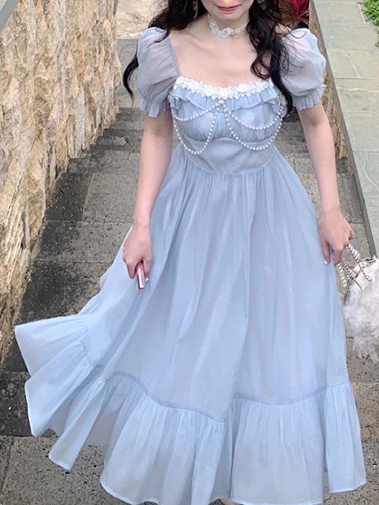 French Vintage Dress Women Puff Sleeve Square Collar Elegant Midi Dress Party Beach Style One Piece Dress Korean 2022 Summer
French Vintage Dress Women Puff Sleeve Square Collar Elegant Midi Dress Party Beach Style One Piece Dress Korean 2022 Summer