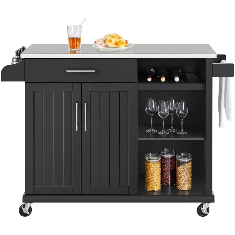 Alden Design Rolling Storage Kitchen Cart Cabinet with Steel Top, Black utility cart
Alden Design Rolling Storage Kitchen Cart Cabinet with Steel Top, Black utility cart