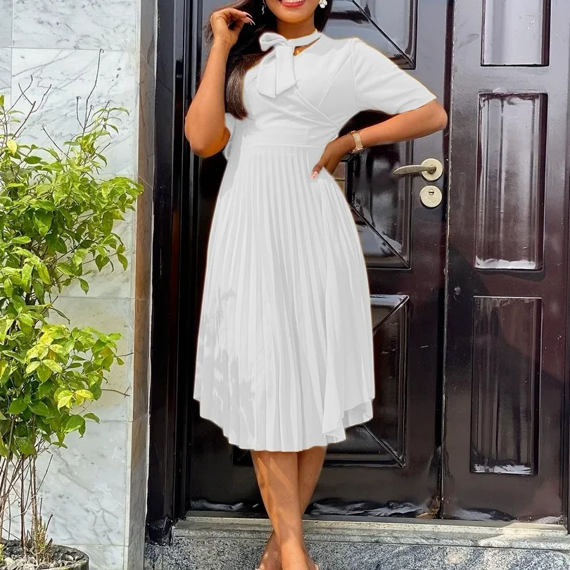 Женское однотонное плиссированное платье до середины икры, с круглым вырезом и рукавом до локтя
Женское однотонное плиссированное платье до середины икры, с круглым вырезом и рукавом до локтя