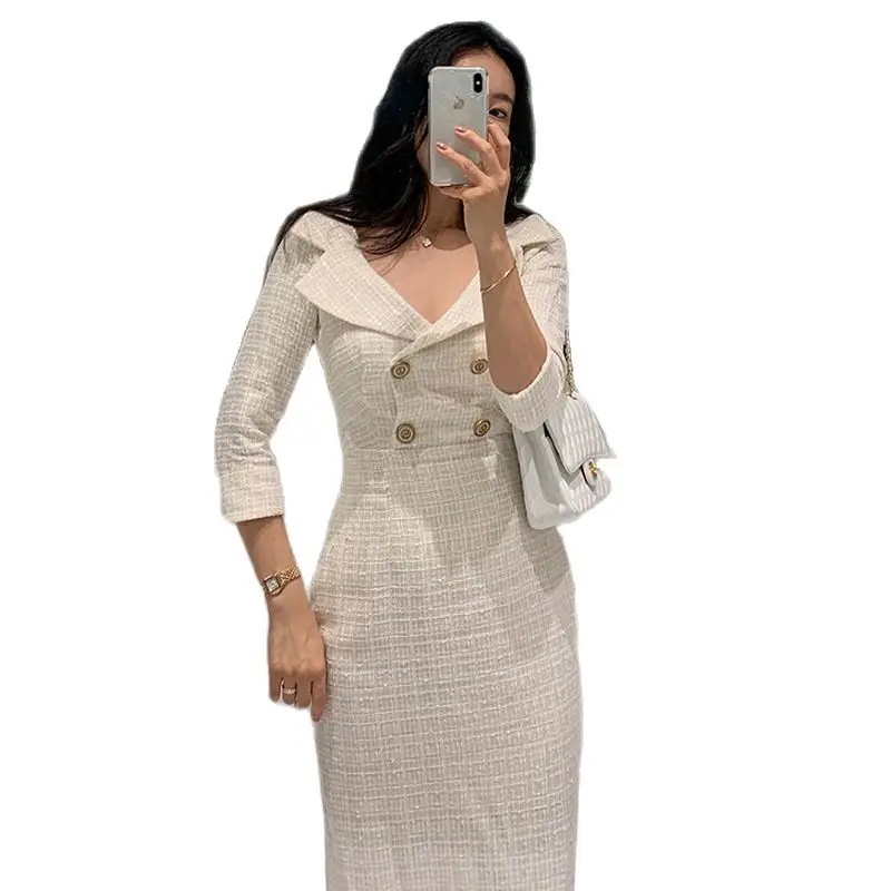 2022 Spring Net Korean Design Temperament Solid Color Women's Dress Office Commuter Waist Skirt Slit Eexy Noble Classic Dress
2022 Spring Net Korean Design Temperament Solid Color Women's Dress Office Commuter Waist Skirt Slit Eexy Noble Classic Dress