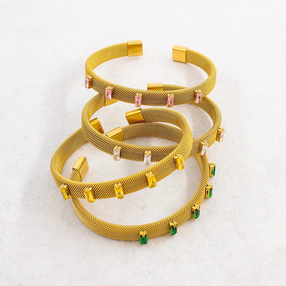 New High Quality Gold Color Mesh and Zircon Bracelet Women Luxury Jewelry Accessories Stainless Steel Not Fade Wholesale YS344
New High Quality Gold Color Mesh and Zircon Bracelet Women Luxury Jewelry Accessories Stainless Steel Not Fade Wholesale YS344