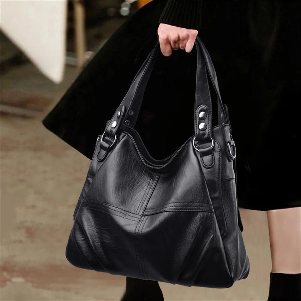 

Высококачественная кожаная сумка с ручками сверху, повседневная Вместительная женская сумка, роскошная дизайнерская сумка, брендовые сумки на плечо