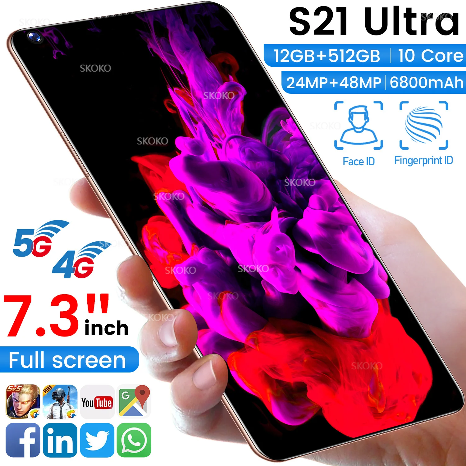 Free 256G SD S21 Ultra Smartphone Global Cellphones Android 10.0 Mobile Phones 16GB+512GB Smart Phone 5G Unlock Cell Phones
Free 256G SD S21 Ultra Smartphone Global Cellphones Android 10.0 Mobile Phones 16GB+512GB Smart Phone 5G Unlock Cell Phones