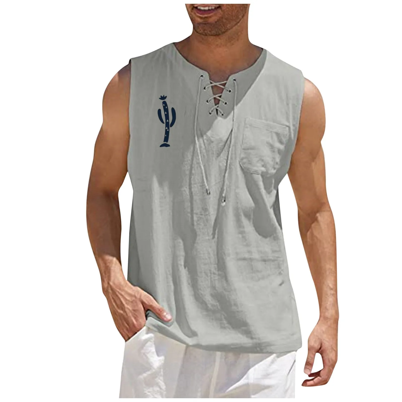 Mens Sleeveless Shirt Summer Solid Beach Tops Loose Cotton Linen V Neck Drawstring Printed Breathable Blouse Shirt Vest
Mens Sleeveless Shirt Summer Solid Beach Tops Loose Cotton Linen V Neck Drawstring Printed Breathable Blouse Shirt Vest