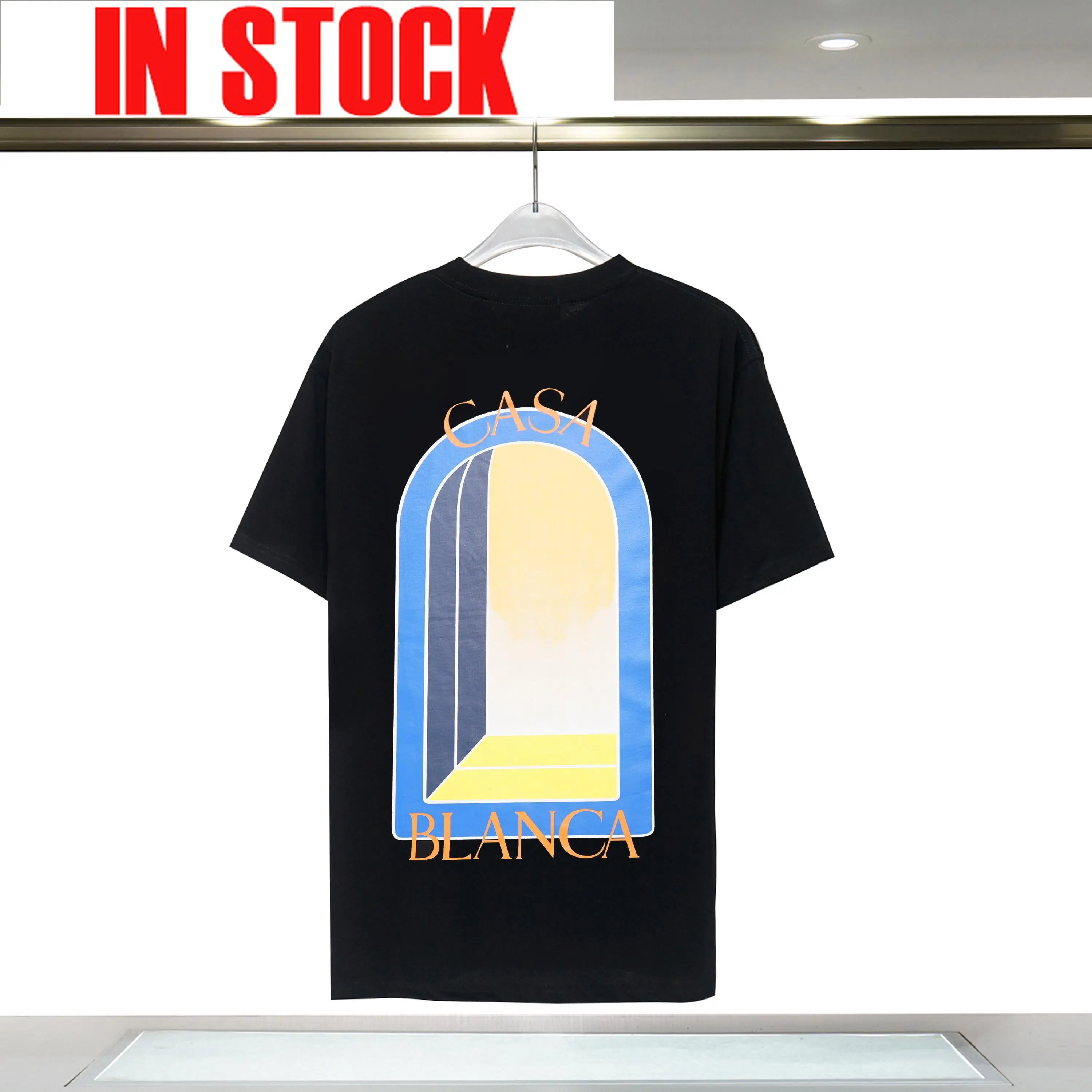 

Harajuku Cotton Spring New Casablanca Gate of Mirage Alphabet Print T-shirt High-quality Men's and Women's Casual Fashion T-shir