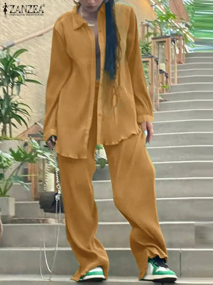 ZANZEA Lapel Long Shirt Women Pant Sets Casual Loose Streetwear Fashion Top and Pant 2pcs Outfits Wide Leg Pant Tracksuits
ZANZEA Lapel Long Shirt Women Pant Sets Casual Loose Streetwear Fashion Top and Pant 2pcs Outfits Wide Leg Pant Tracksuits