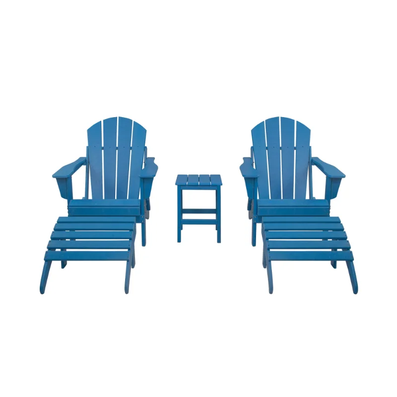 5-Piece Outdoor Patio Adirondack Chair with Ottoman and Side Table Set, Pacific Blue
5-Piece Outdoor Patio Adirondack Chair with Ottoman and Side Table Set, Pacific Blue