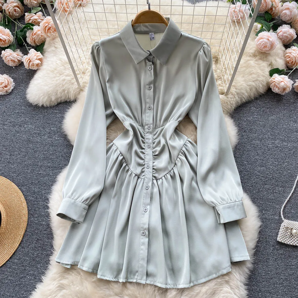 Women New Fashion Spring Lapel Long Sleeve Single Breasted A-line Shirts Dress Elegant Work OL Clothes Korean Vestidos G118
Women New Fashion Spring Lapel Long Sleeve Single Breasted A-line Shirts Dress Elegant Work OL Clothes Korean Vestidos G118