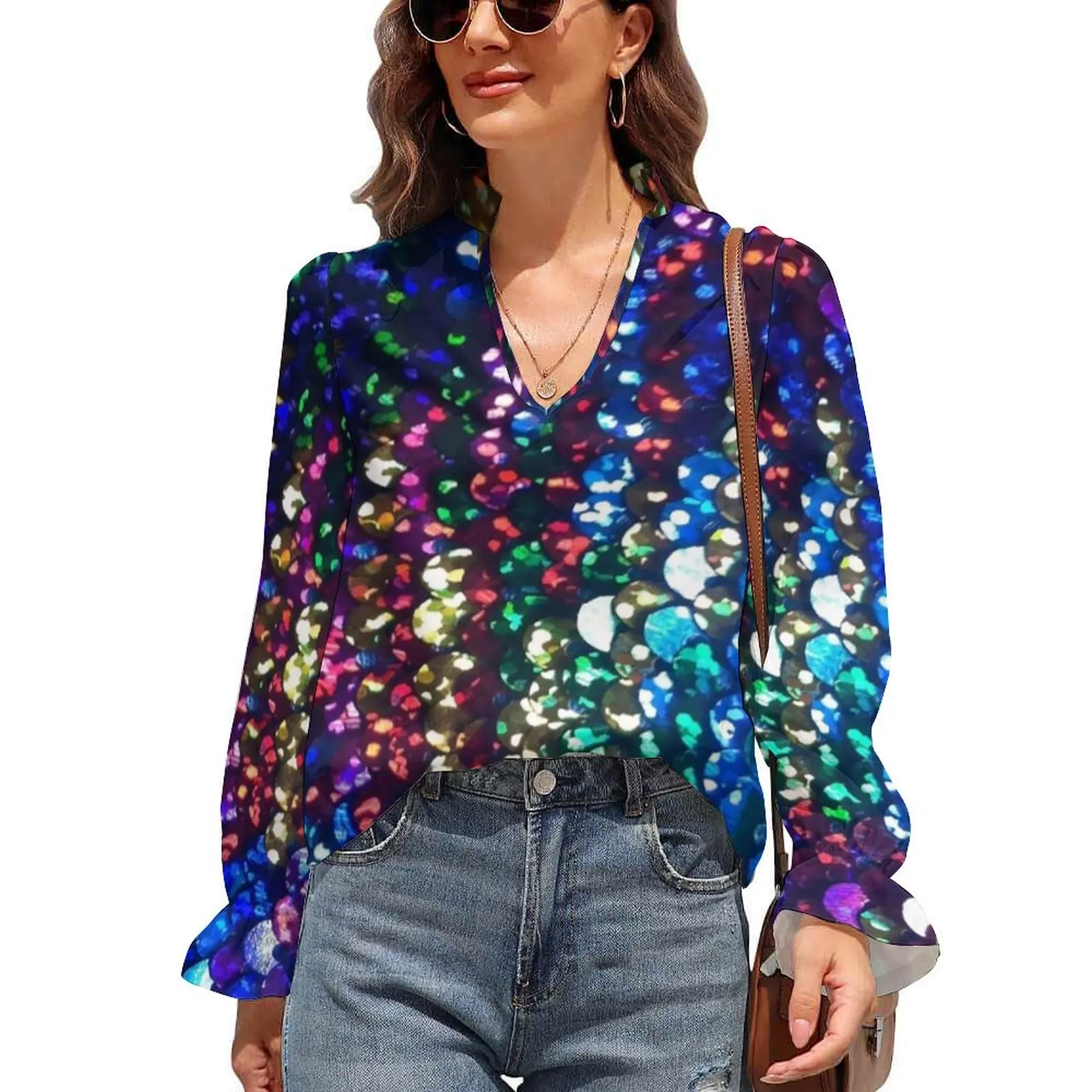 Colorful Sequins Chiffon Blouse Long Sleeve Sequin Wallpapers Trendy Blouses Woman V Neck Basic Shirt Spring Print Clothing
Colorful Sequins Chiffon Blouse Long Sleeve Sequin Wallpapers Trendy Blouses Woman V Neck Basic Shirt Spring Print Clothing