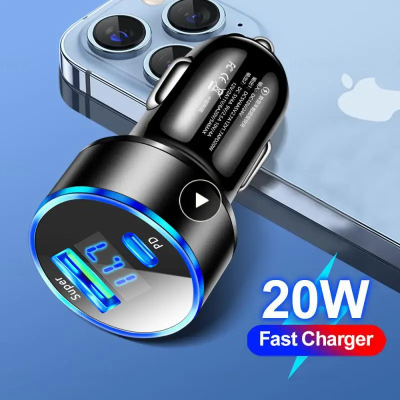 Cigarette Lighter Type-c 20w Car Charger Digital Display Fast Charging Car Charger Adapter Car Accessories Phone Charger
Cigarette Lighter Type-c 20w Car Charger Digital Display Fast Charging Car Charger Adapter Car Accessories Phone Charger