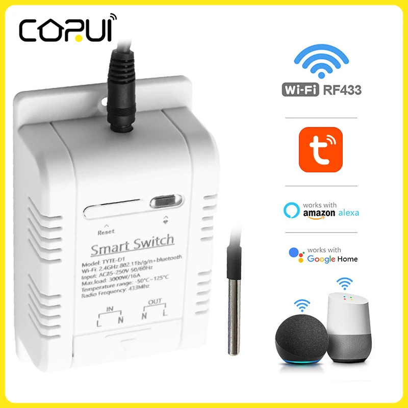 CoRui Tuya Wifi Smart Temperature Switch 16A 3000W Energy Consumption Monitoring RF433 Intelligent Thermostat Google Home Alexa
CoRui Tuya Wifi Smart Temperature Switch 16A 3000W Energy Consumption Monitoring RF433 Intelligent Thermostat Google Home Alexa
