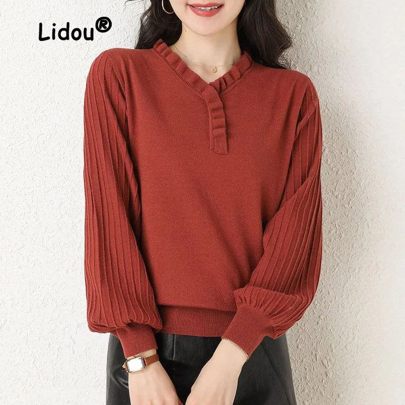 Autumn Solid Color 2022 New Hot Sale Long Sleeve Top Loose Knitting Bottoming Shirt V-neck All-match Sweaters Women's Wear
Autumn Solid Color 2022 New Hot Sale Long Sleeve Top Loose Knitting Bottoming Shirt V-neck All-match Sweaters Women's Wear