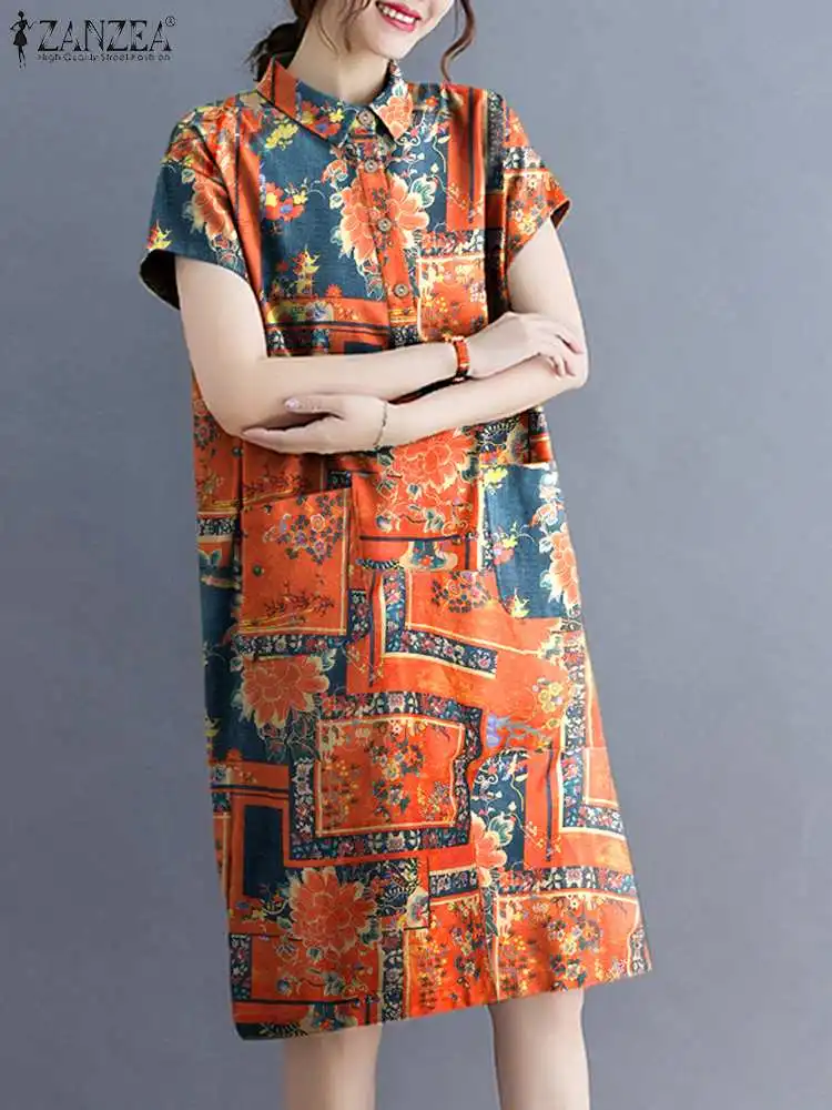ZANZEA Bohemian Women Summer Dress Lapel Short Sleeve Pockets Plaid Printed Sundress Femme Elegant Casual Beach Holiday Robe
ZANZEA Bohemian Women Summer Dress Lapel Short Sleeve Pockets Plaid Printed Sundress Femme Elegant Casual Beach Holiday Robe